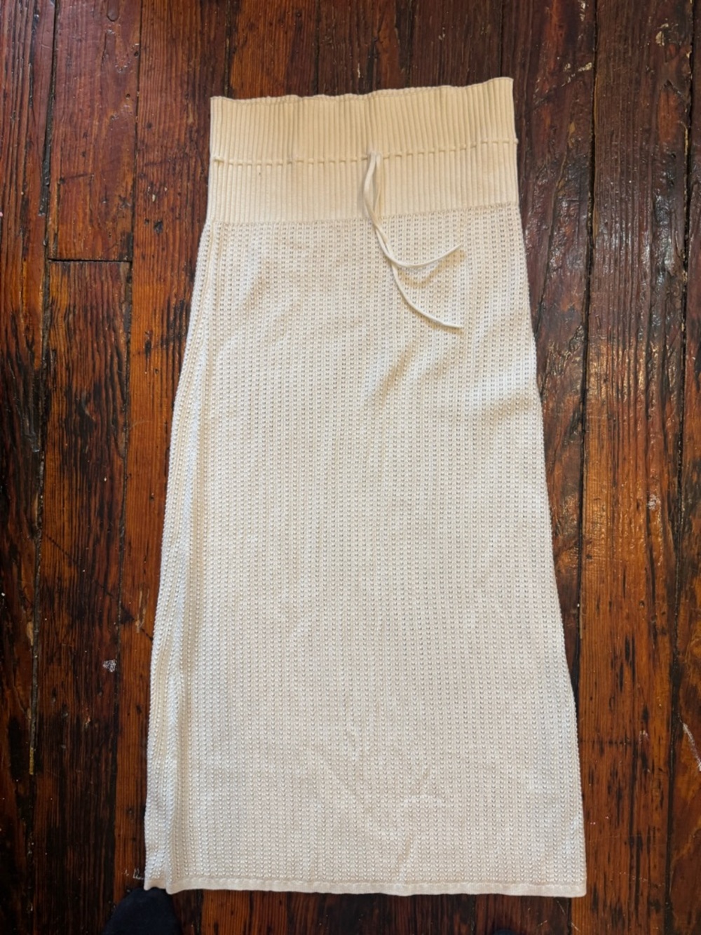 Derek Lam Cream Knit Maxi Skirt with Ribbed Waist Small